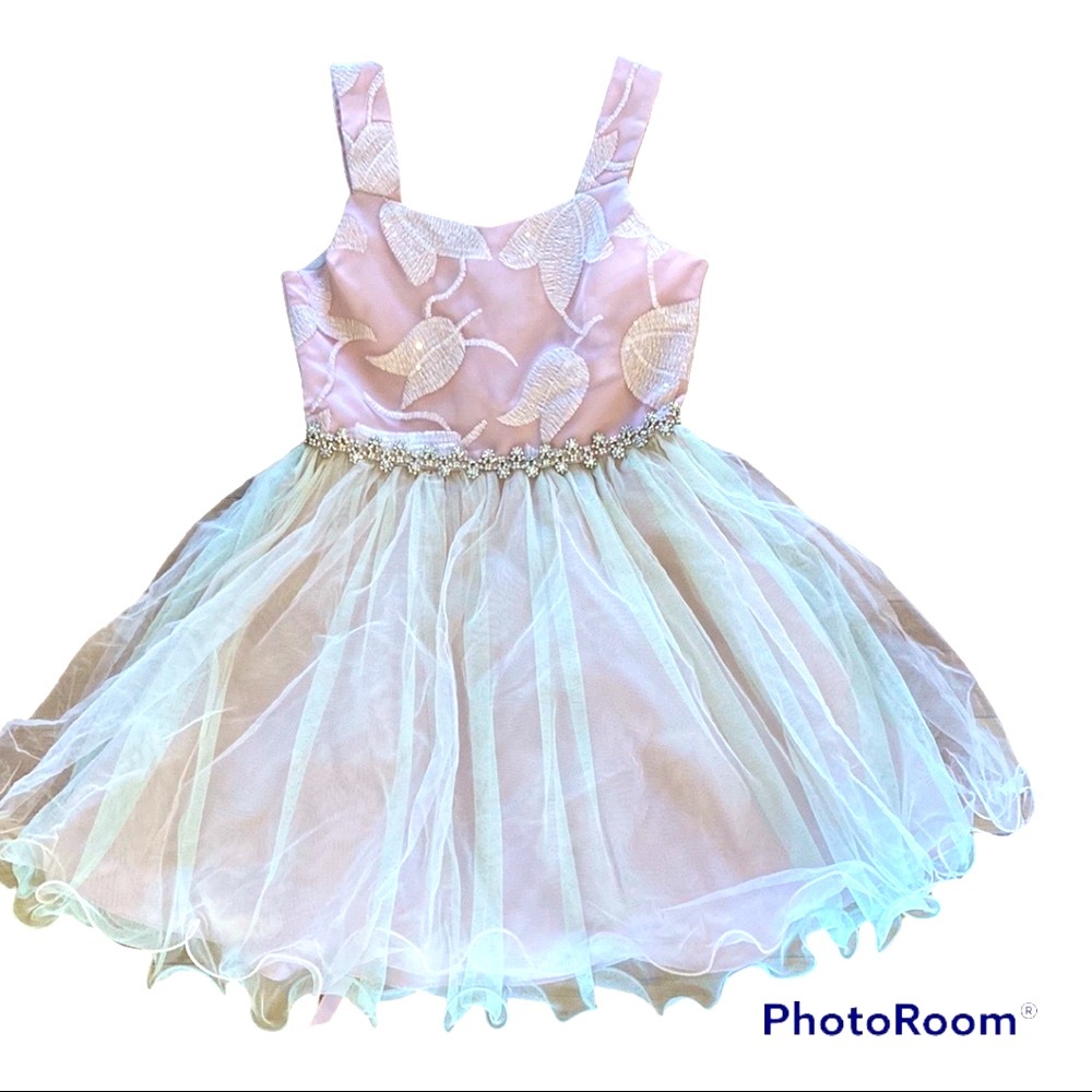 Rare Editions Fitted Sequin Bodice Tulle Skirt Formal Dress 7